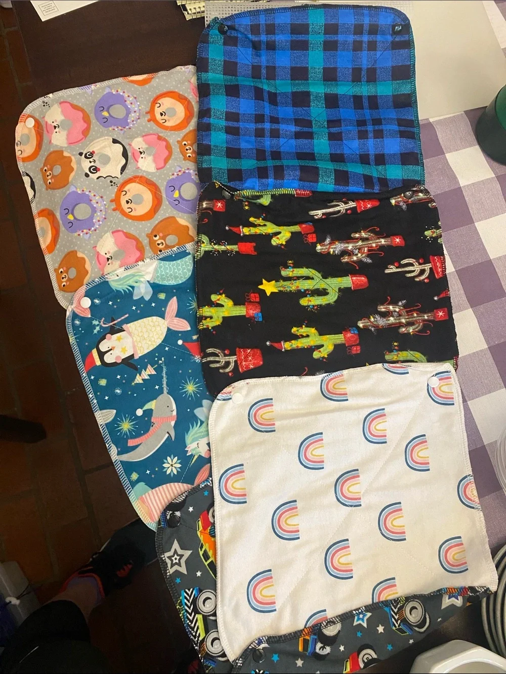 Kids Soft Reusable Bath Washcloths - Multicolor Rainbow & Pattern Set, set of 6